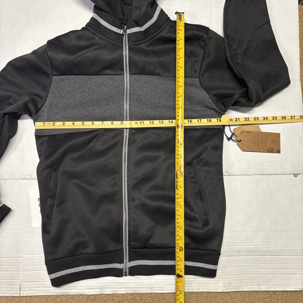 Across the Pond Boys Black Hooded Full Zip Jacket Medium 12/14 ATP-1016F220 NWT - Picture 2 of 9